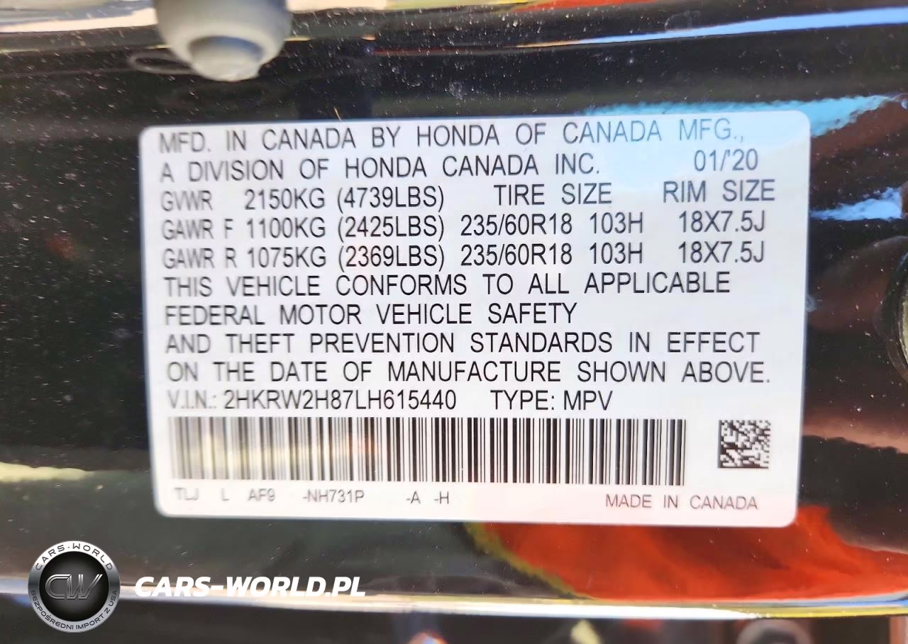 2020 Honda Cr-V Exl VIN:2HKRW2H87LH615440 - 13