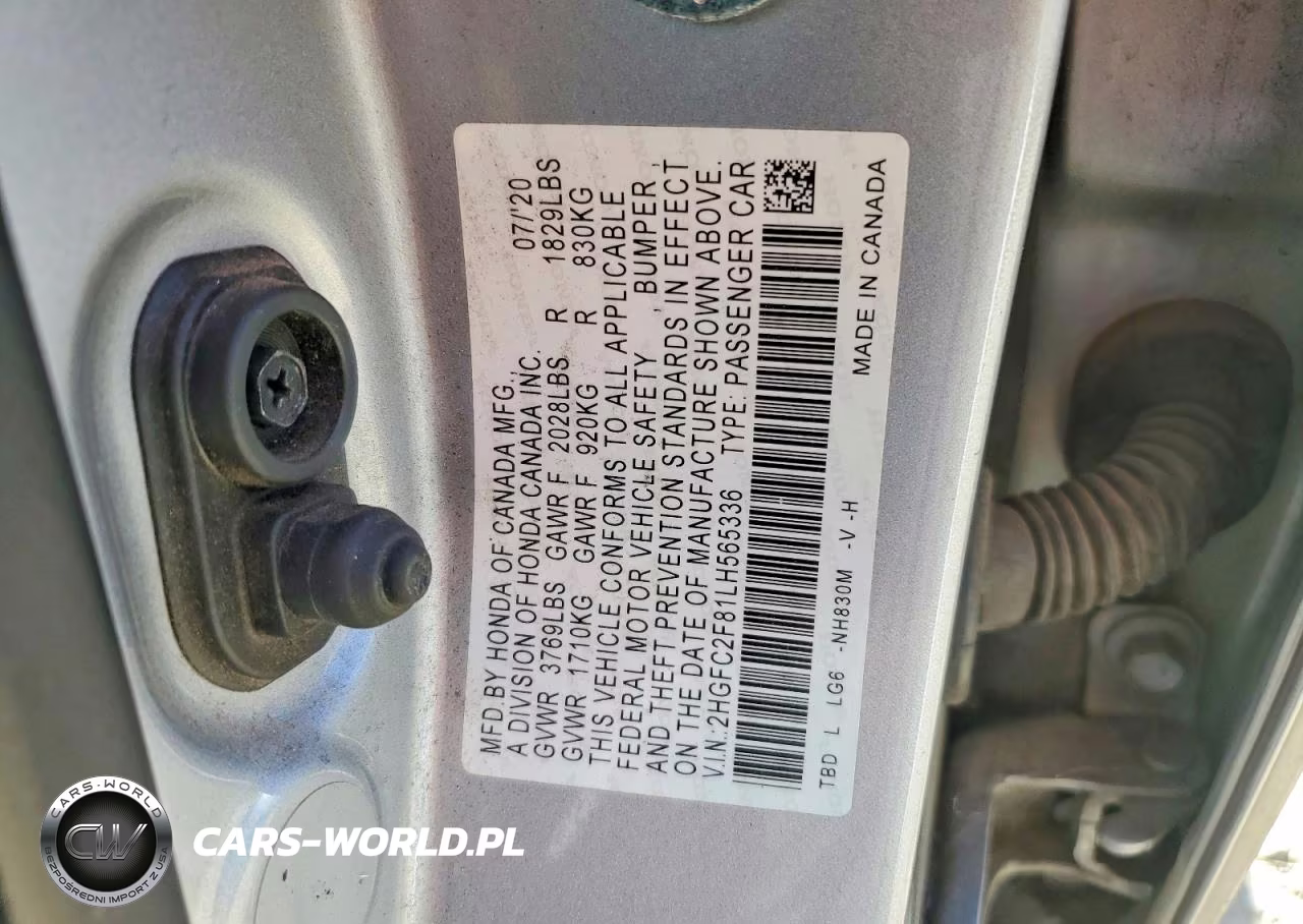 2020 Honda Civic Sport VIN:2HGFC2F81LH565336 - 12