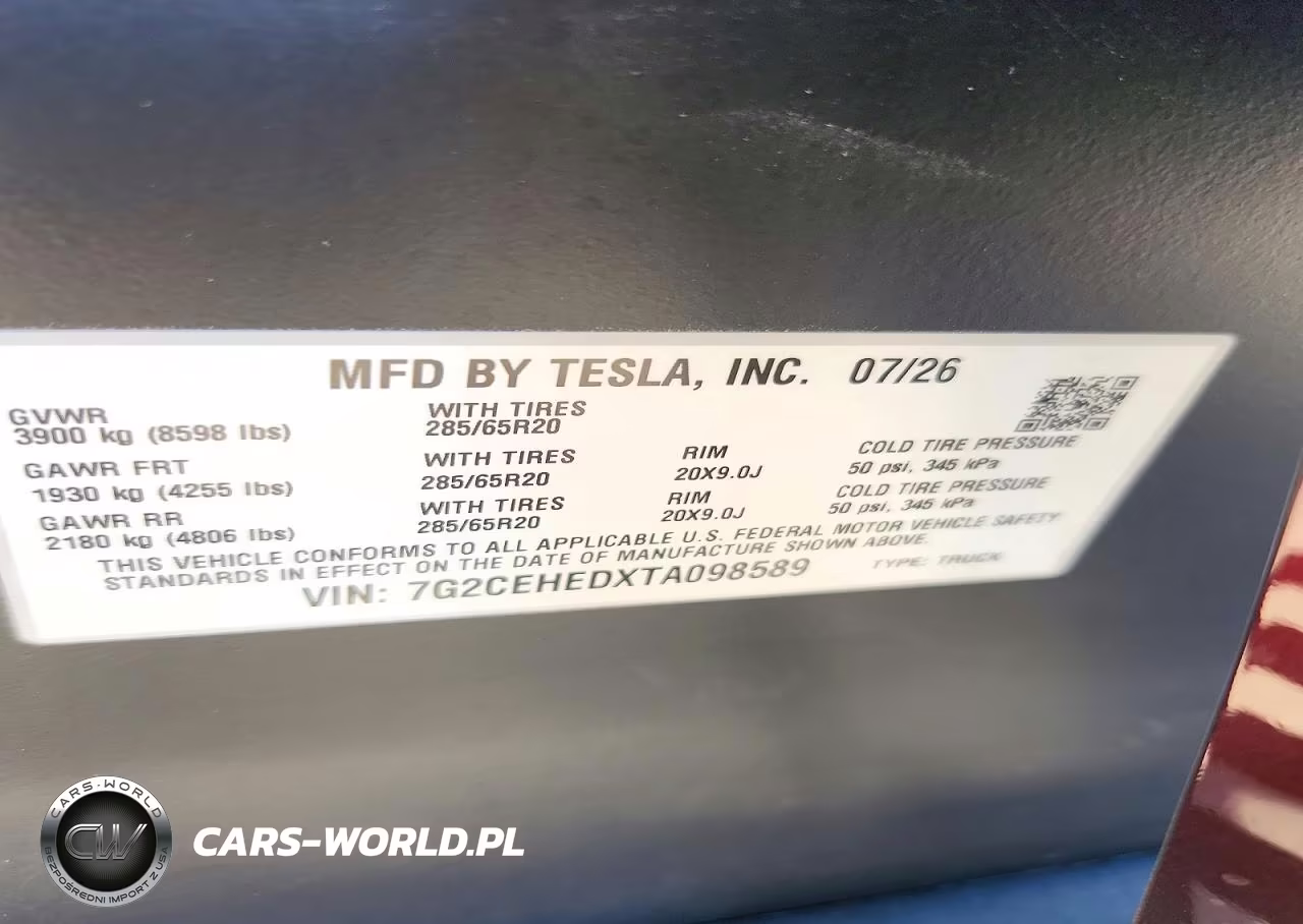 2026 Tesla Cybertruck VIN:7G2CEHEDXTA098589 - 13