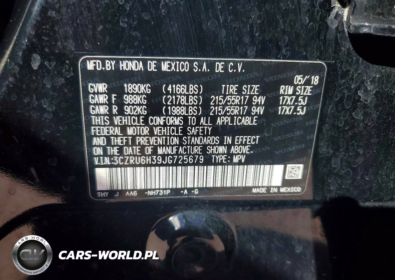 2018 Honda Hr-V Lx VIN:3CZRU6H39JG725679 - 12
