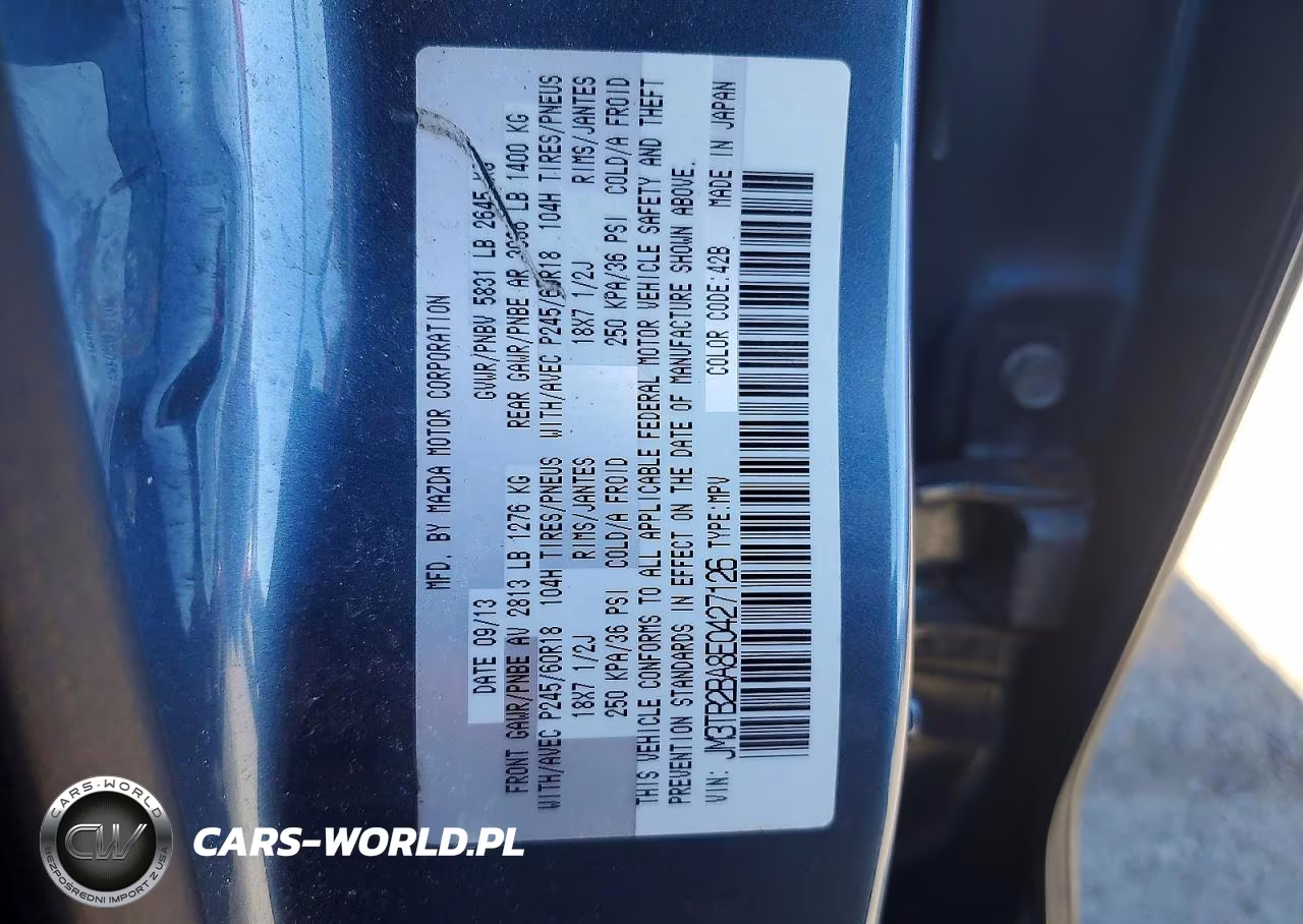 2014 Mazda Cx-9 Sport VIN:JM3TB2BA8E0427126 - 13
