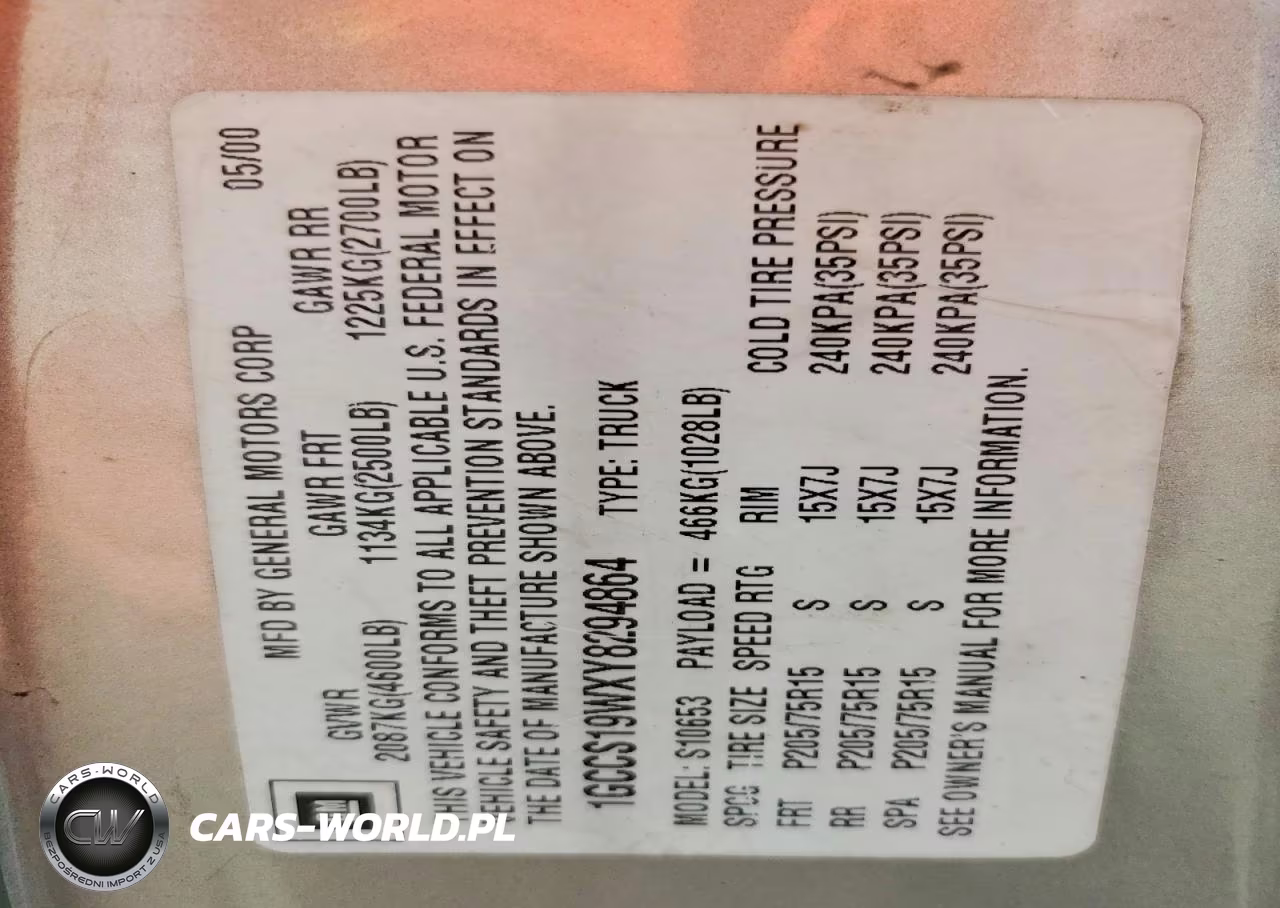 2000 Chevrolet S Truck S10 VIN:1GCCS19WXY8294864 - 13