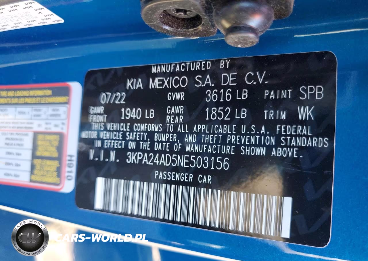 2022 Kia Rio S VIN:3KPA24AD5NE503156 - 12