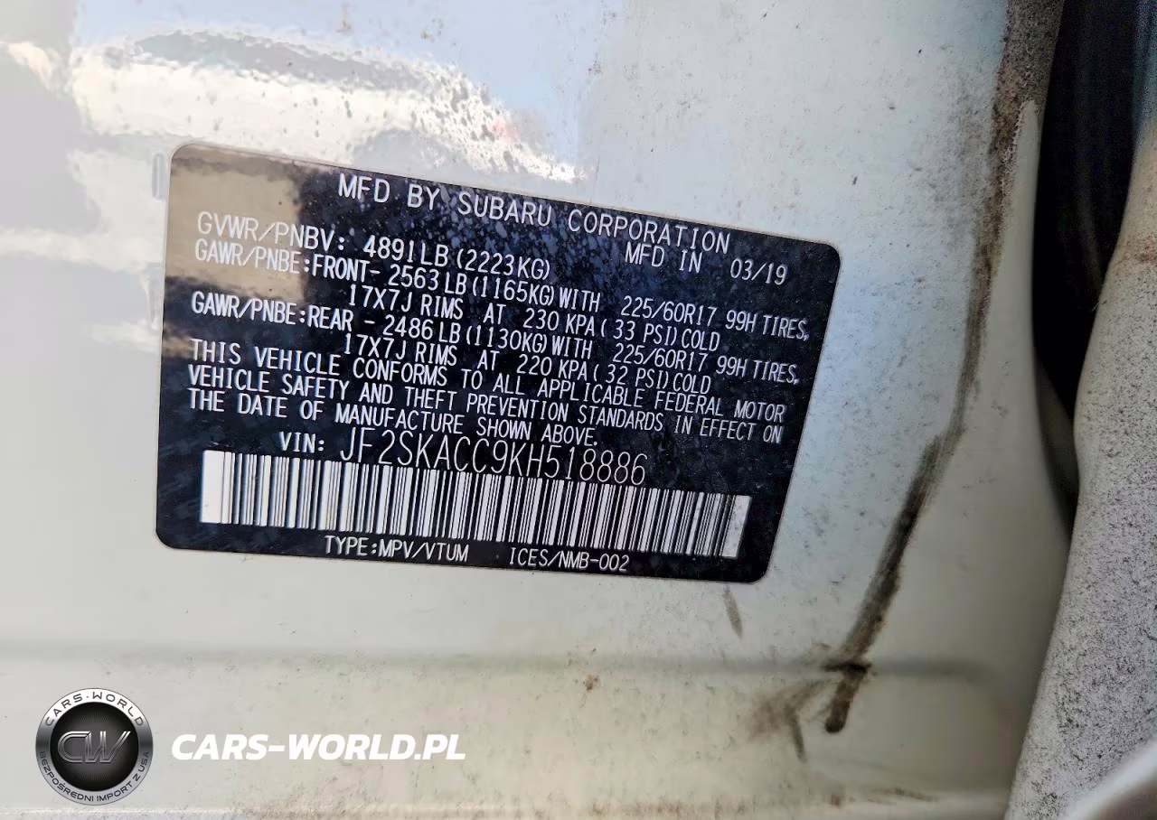 2019 Subaru Forester VIN:JF2SKACC9KH518886 - 13