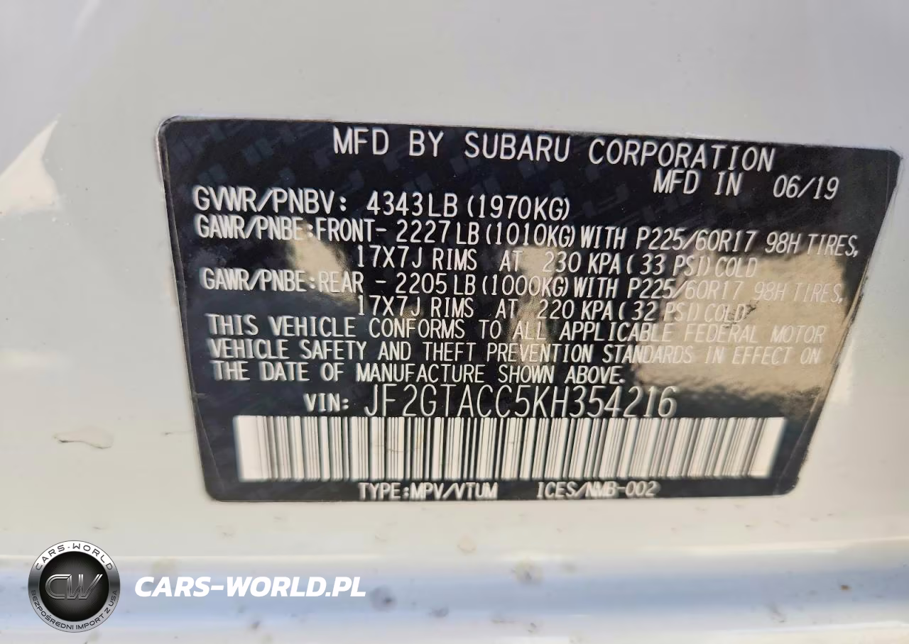 2019 Subaru Crosstrek Premium VIN:JF2GTACC5KH354216 - 12