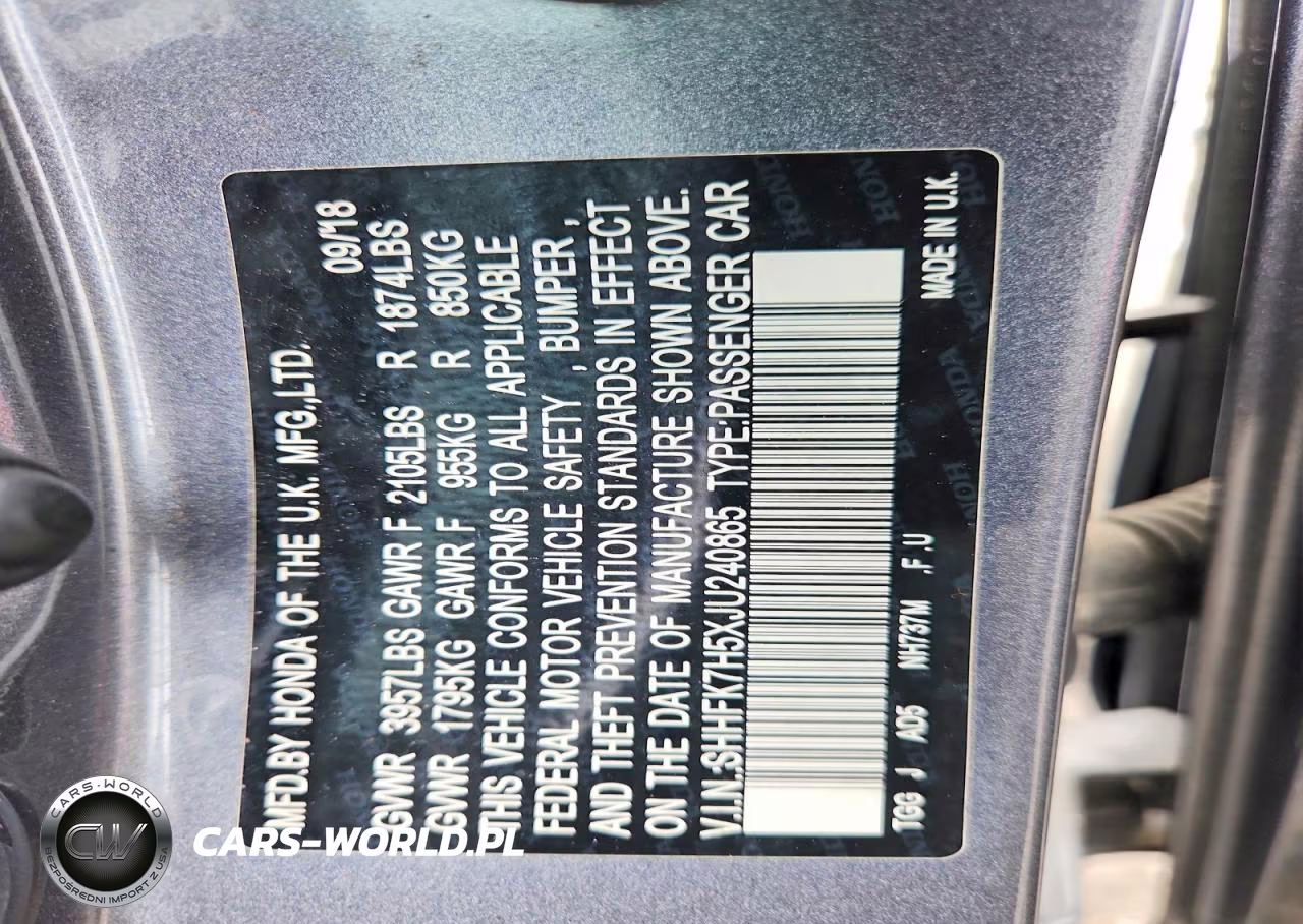 2018 Honda Civic Ex VIN:SHHFK7H5XJU240865 - 12