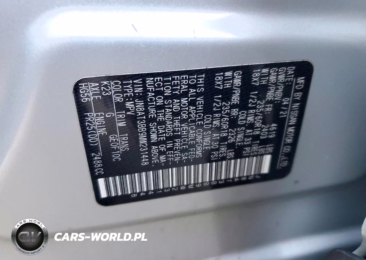 2021 Nissan Rogue Sv VIN:JN8AT3BB9MW231448 - 14