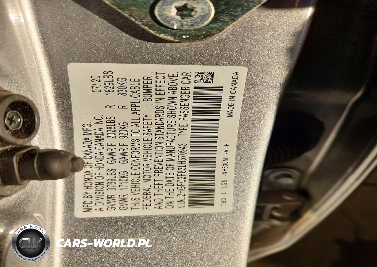 2020 Honda Civic Sport VIN:2HGFC2F83LH570943 - 12