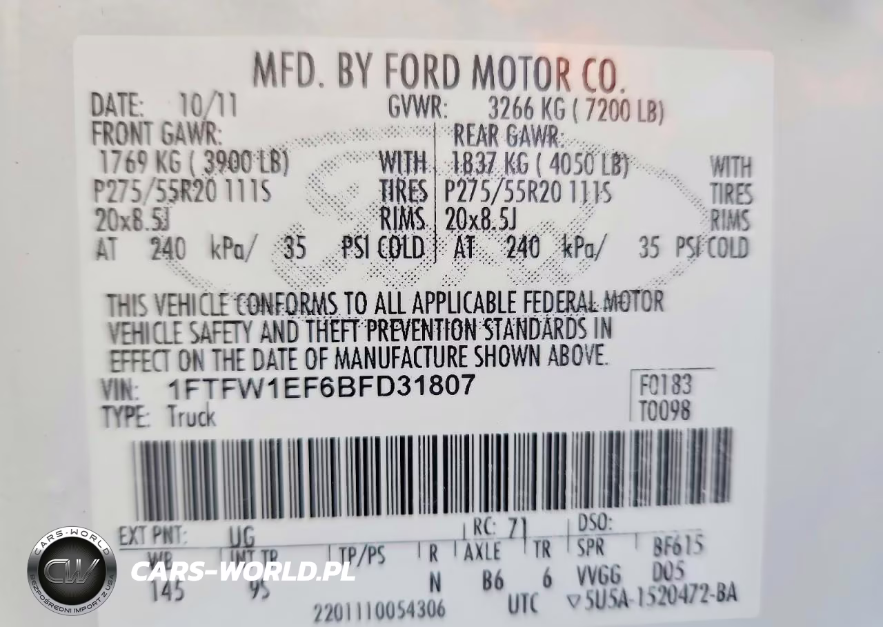 2011 Ford F150 Supercrew VIN:1FTFW1EF6BFD31807 - 12