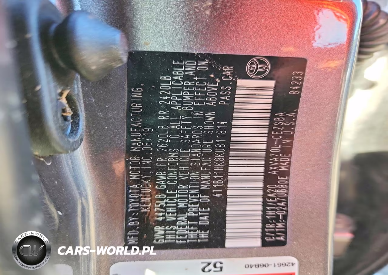 2019 Toyota Camry Se VIN:4T1B11HK8KU811814 - 12