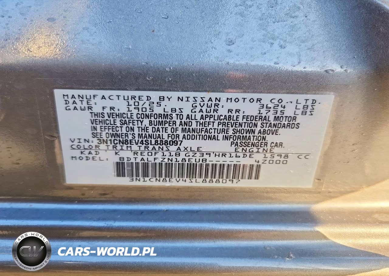 2025 Nissan Versa Sv VIN:3N1CN8EV4SL888097 - 12