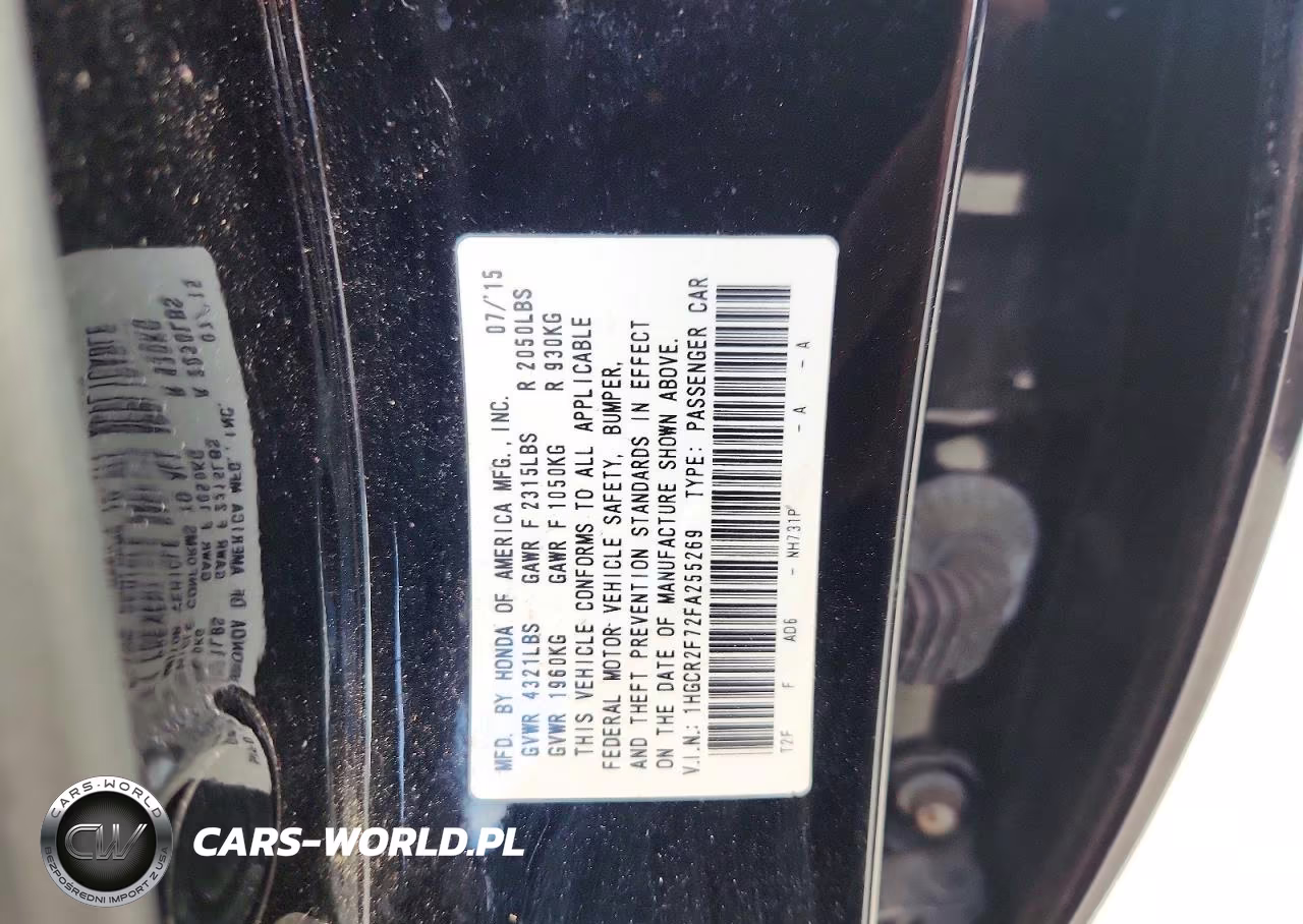 2015 Honda Accord Ex VIN:1HGCR2F72FA255269 - 13