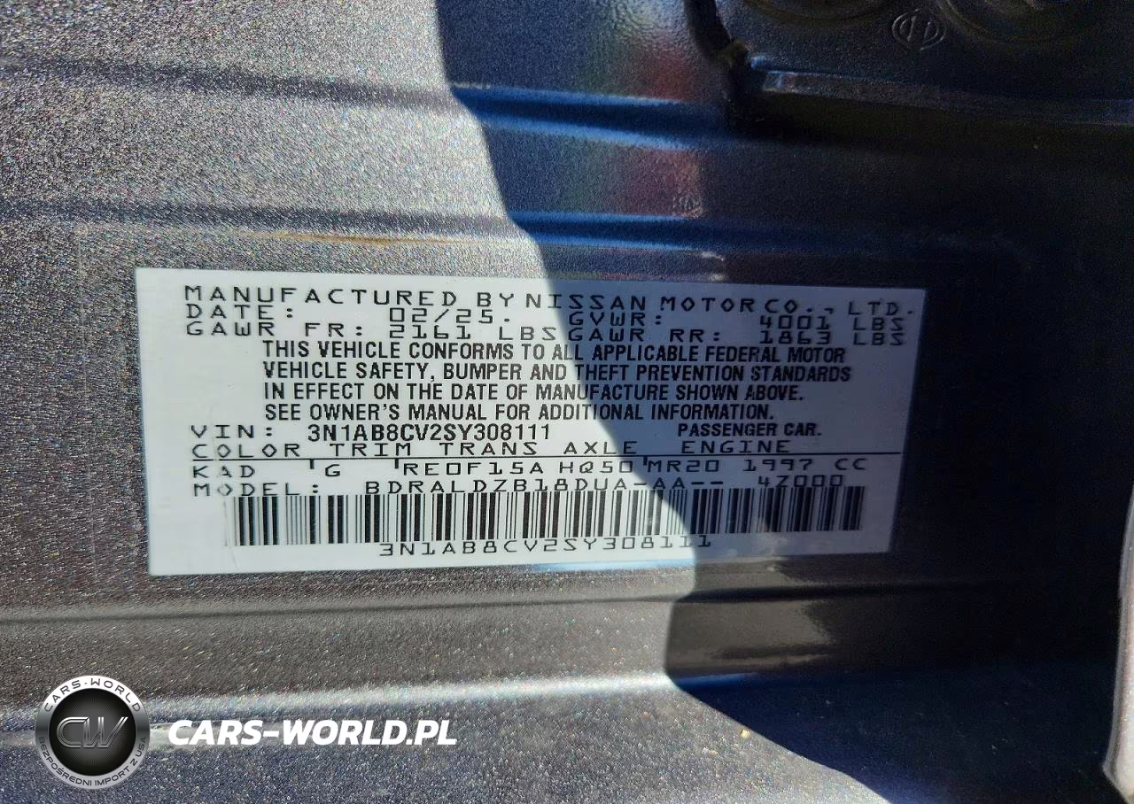 2025 Nissan Sentra Sv VIN:3N1AB8CV2SY308111 - 12