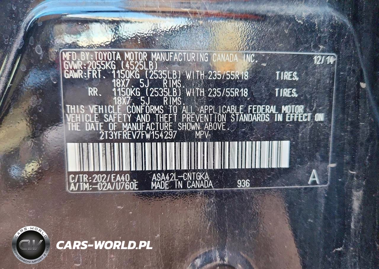 2015 Toyota Rav4 Limited VIN:2T3YFREV7FW154297 - 14