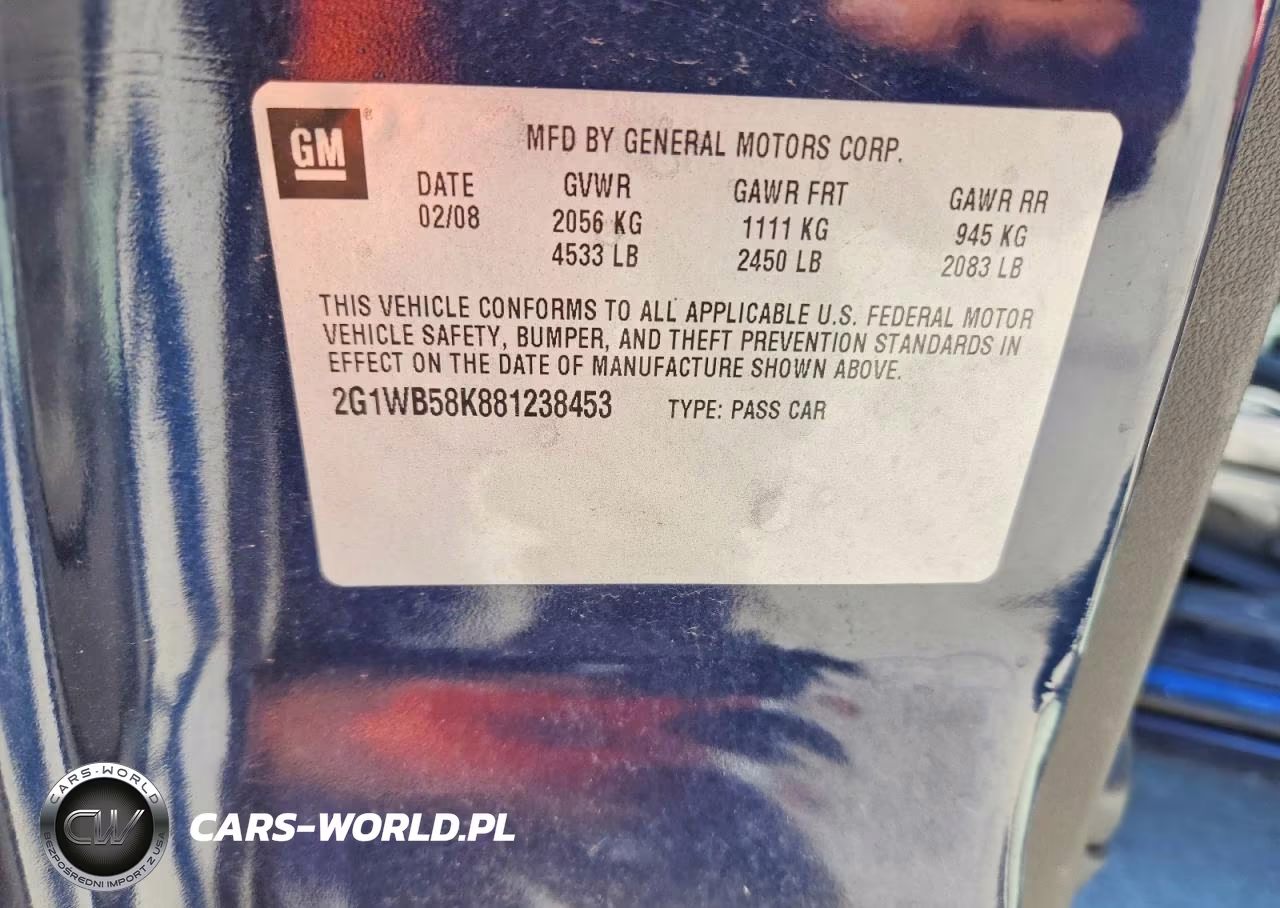 2008 Chevrolet Impala Ls VIN:2G1WB58K881238453 - 12