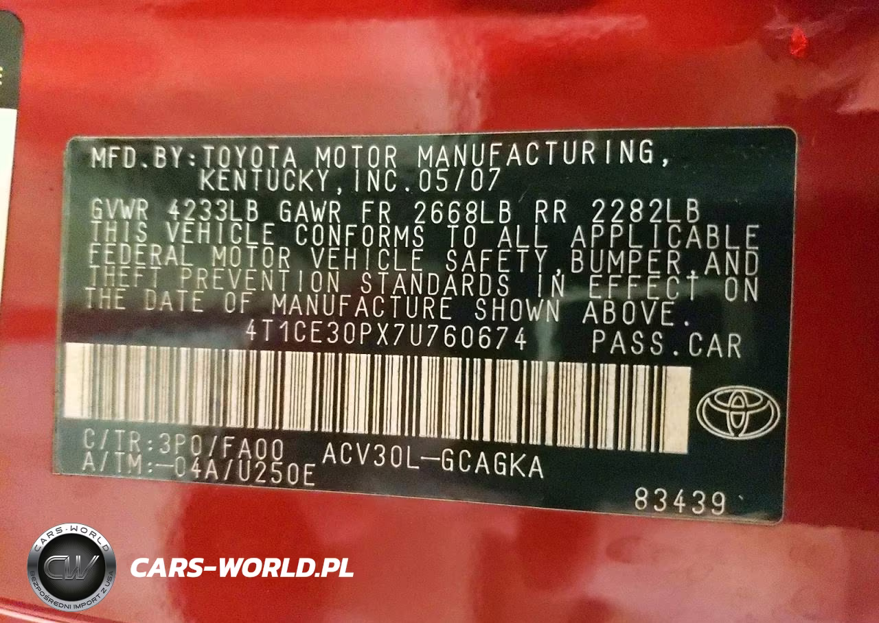 2007 Toyota Camry Solara Sle VIN:4T1CE30PX7U760674 - 12