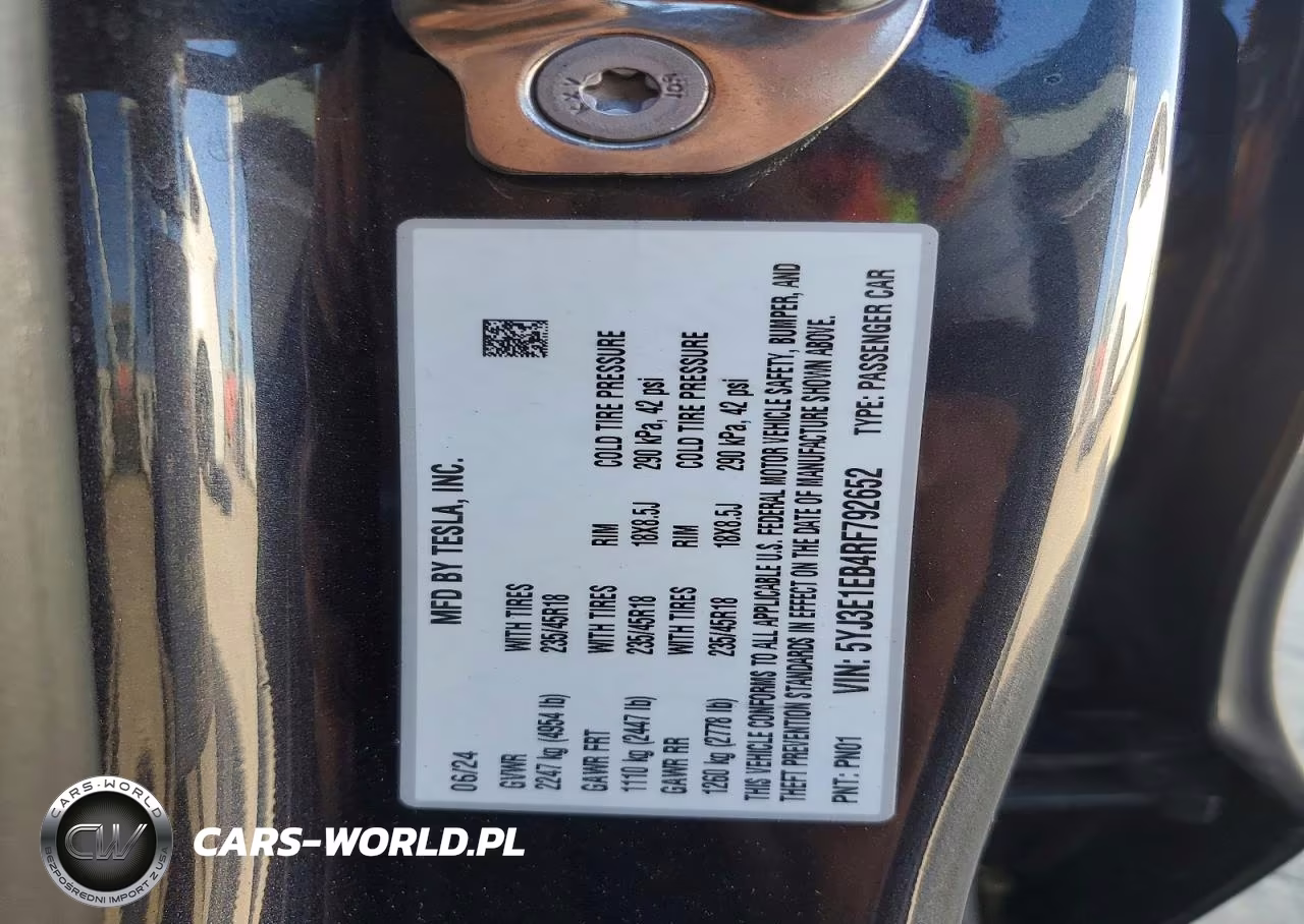 2024 Tesla Model 3 VIN:5YJ3E1EB4RF792652 - 13