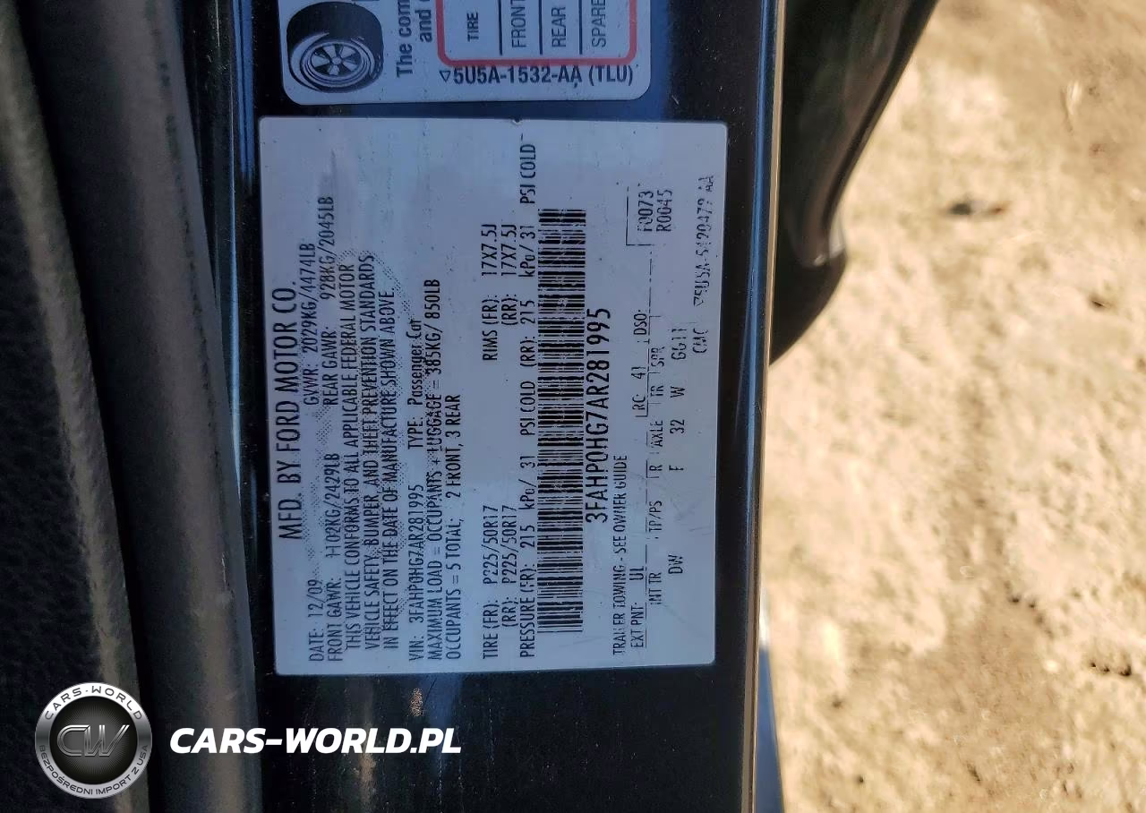 2010 Ford Fusion Se VIN:3FAHP0HG7AR281995 - 12