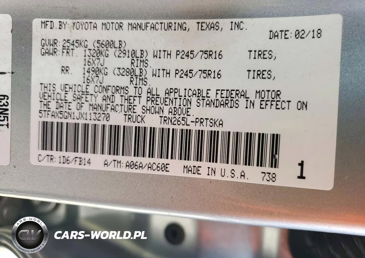 2018 Toyota Tacoma Sr VIN:5TFAX5GN1JX113270 - 12