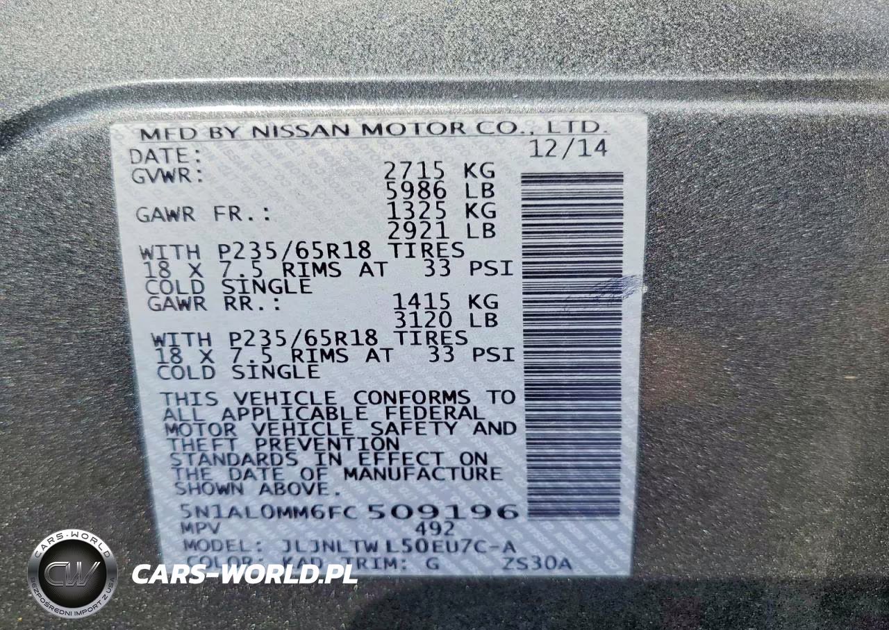 2015 Infiniti Qx60 Base VIN:5N1AL0MM6FC509196 - 13