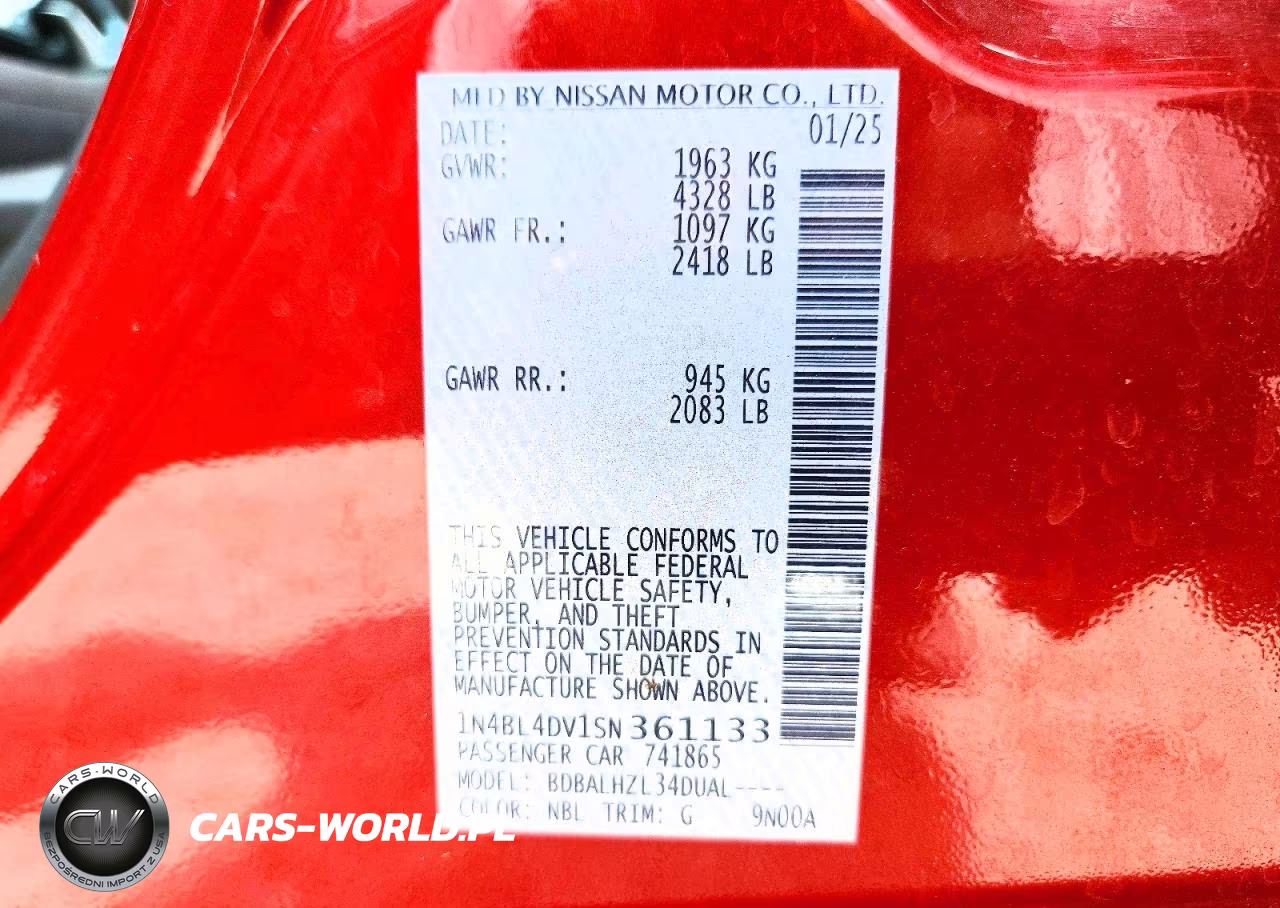 2025 Nissan Altima Sv VIN:1N4BL4DV1SN361133 - 13