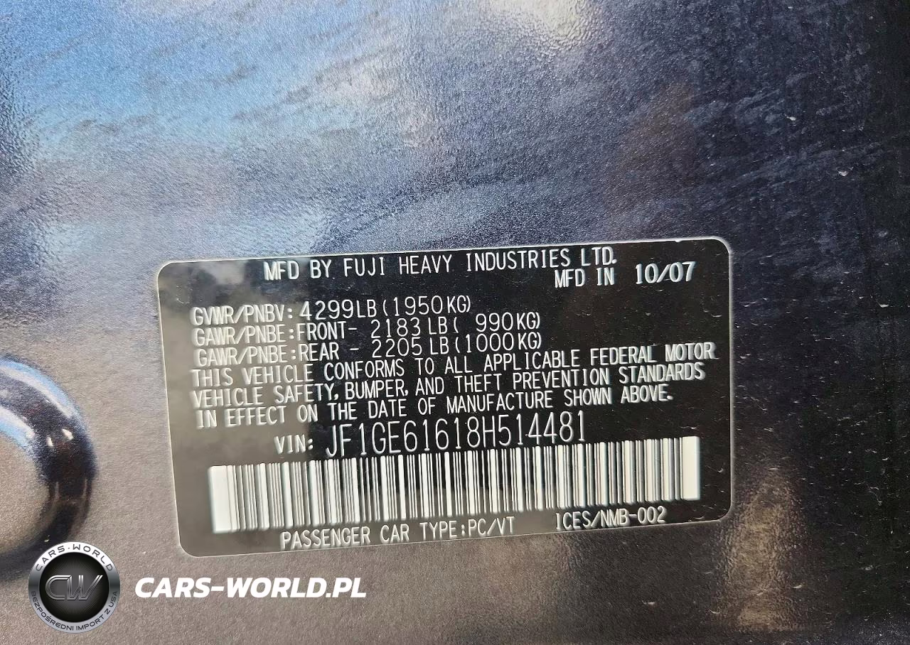 2008 Subaru Impreza 2.5I VIN:JF1GE61618H514481 - 12