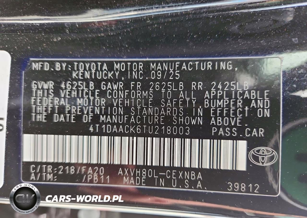 2026 Toyota Camry Le VIN:4T1DAACK6TU218003 - 12