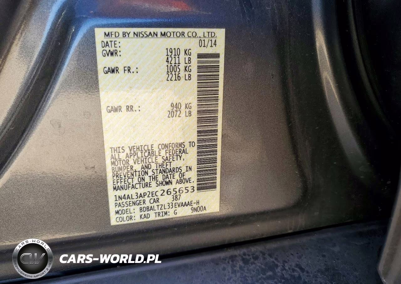 2014 Nissan Altima 2.5 Sv VIN:1N4AL3AP2EC265653 - 13