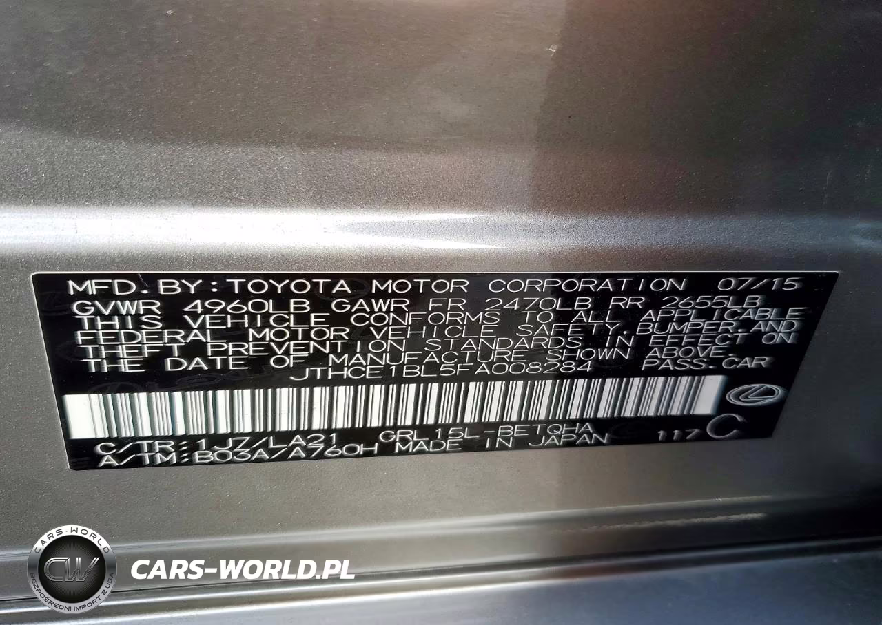 2015 Lexus Gs 350 VIN:JTHCE1BL5FA008284 - 12