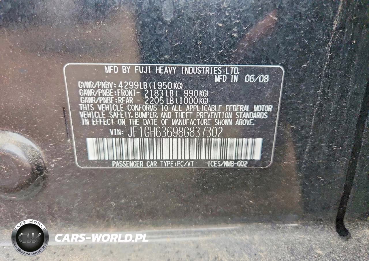 2008 Subaru Impreza Outback Sport VIN:JF1GH63698G837302 - 12