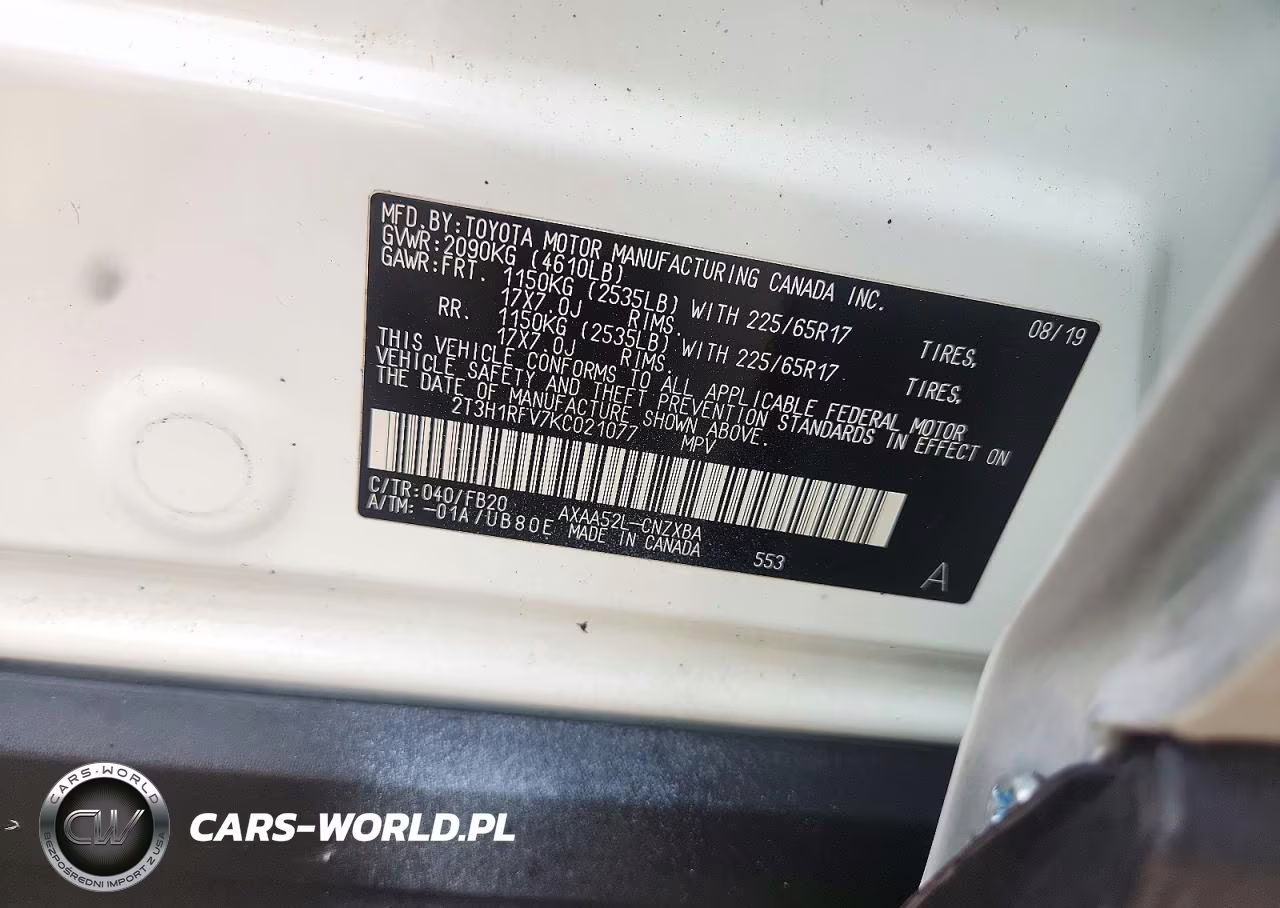 2019 Toyota Rav4 Le VIN:2T3H1RFV7KC021077 - 12