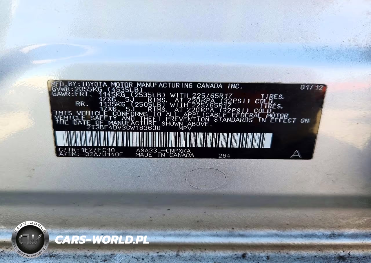 2012 Toyota Rav4 Base VIN:2T3BF4DV3CW183608 - 13
