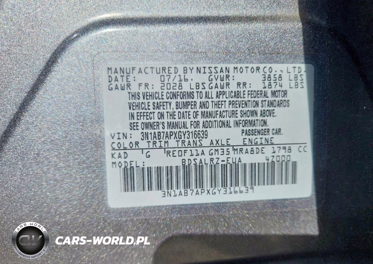 2016 Nissan Sentra Sr VIN:3N1AB7APXGY316639 - 12