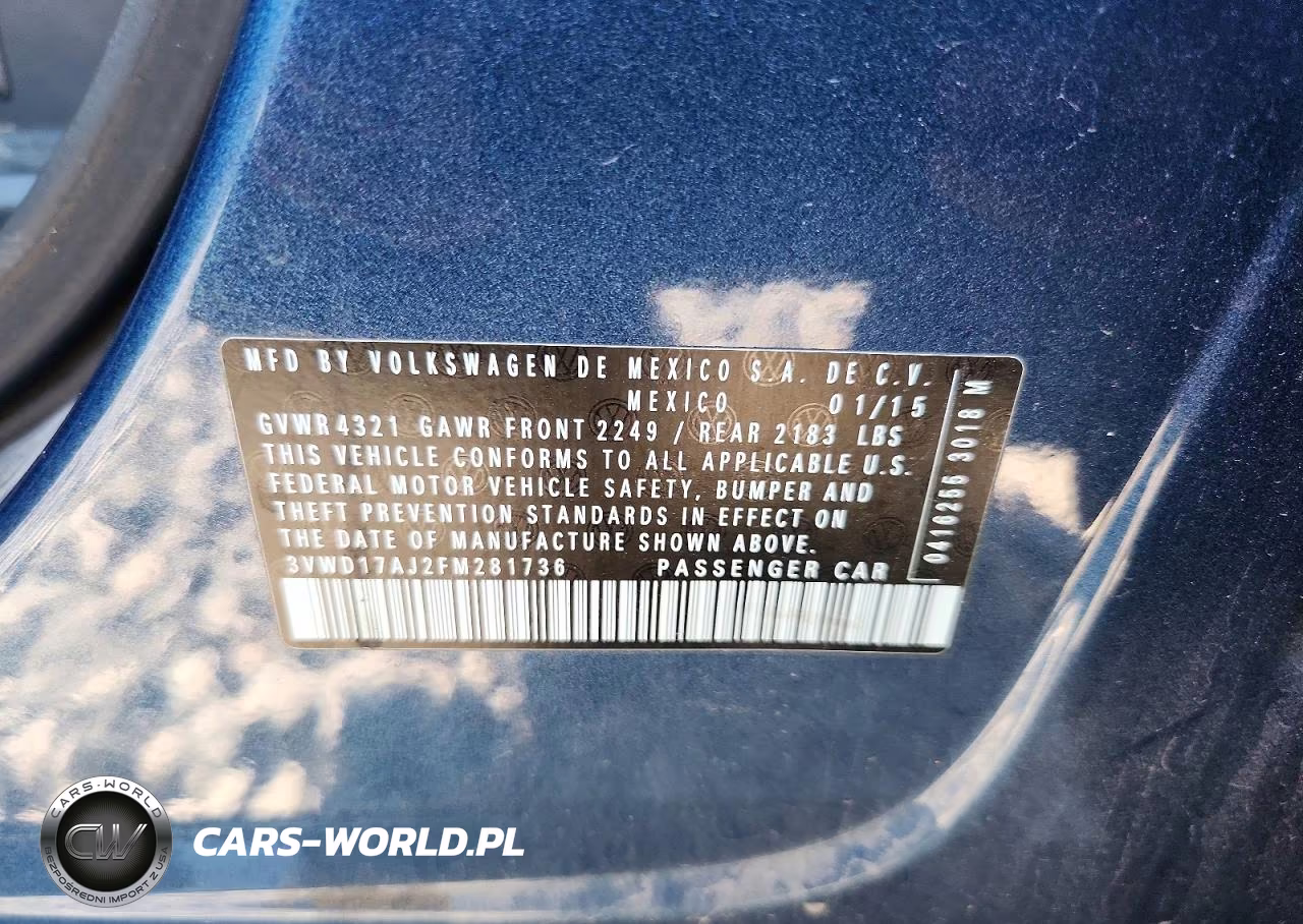 2015 Volkswagen Jetta Se VIN:3VWD17AJ2FM281736 - 12