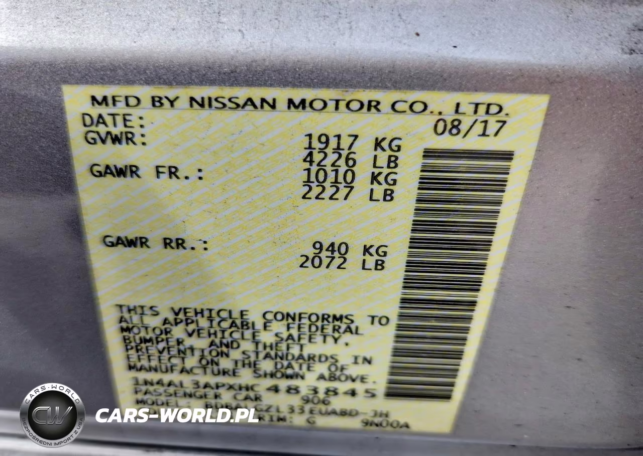 2017 Nissan Altima 2.5 S VIN:1N4AL3APXHC483845 - 12