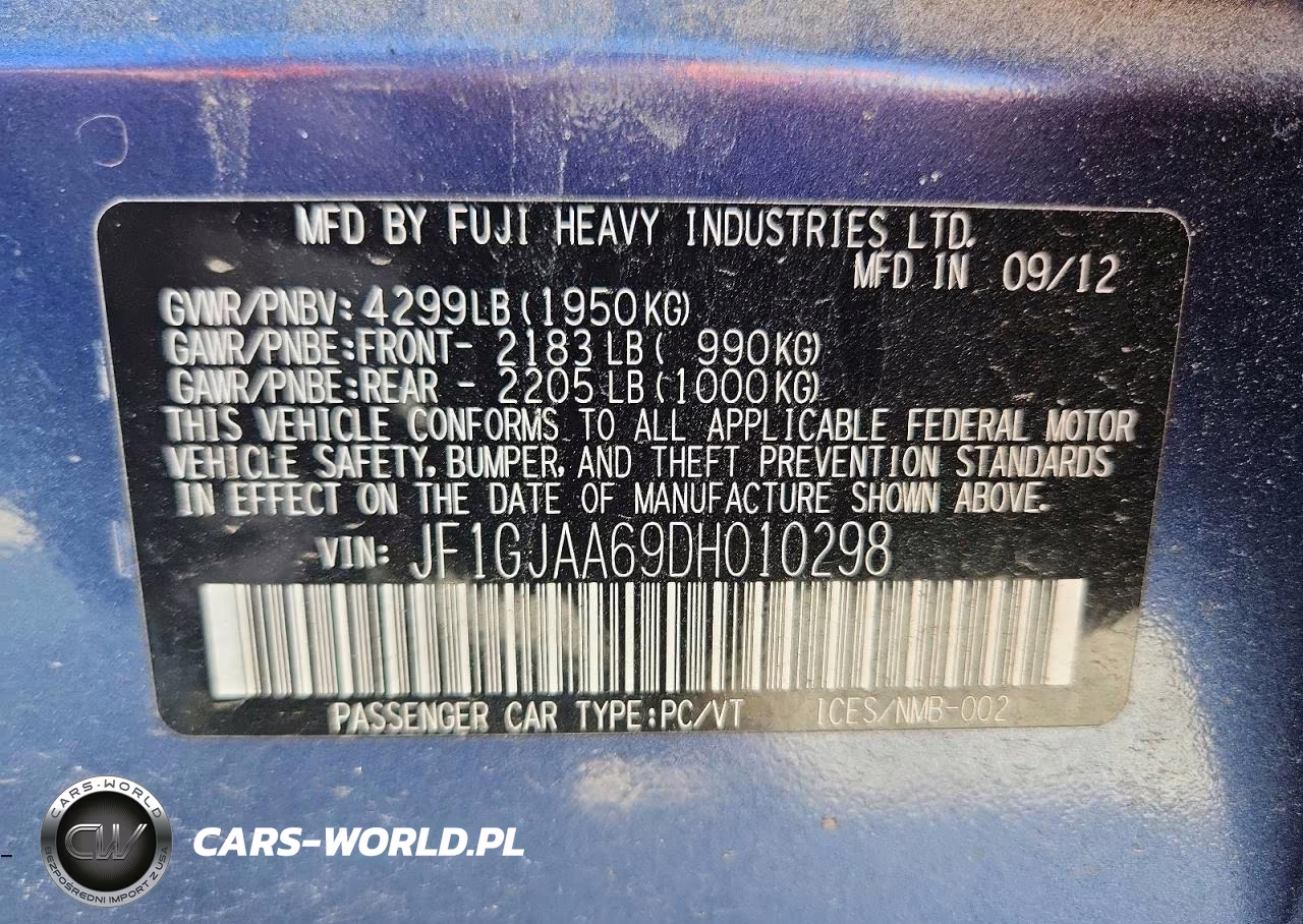 2013 Subaru Impreza VIN:JF1GJAA69DH010298 - 13