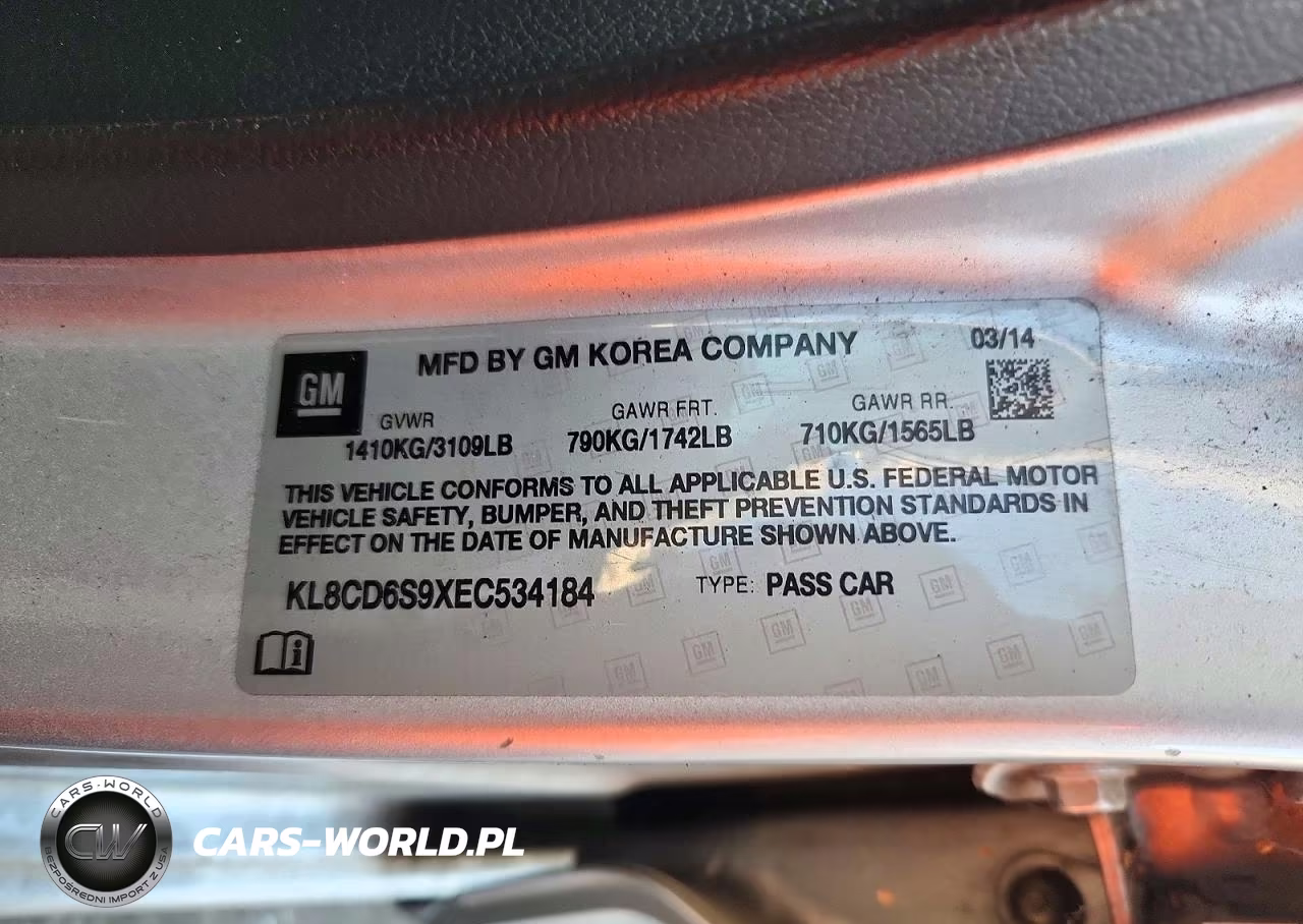 2014 Chevrolet Spark 1Lt VIN:KL8CD6S9XEC534184 - 12