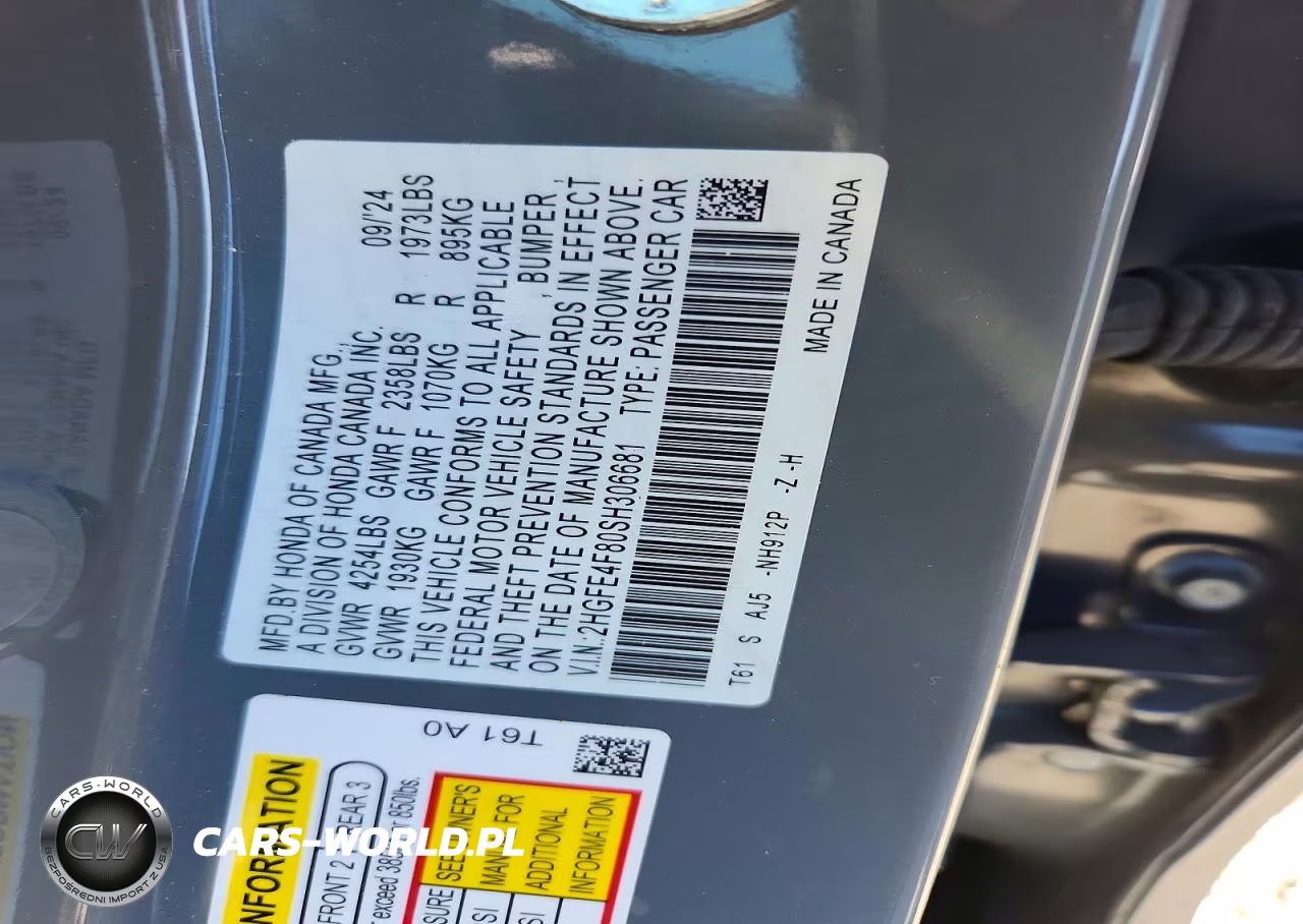 2025 Honda Civic Sport VIN:2HGFE4F80SH306681 - 12