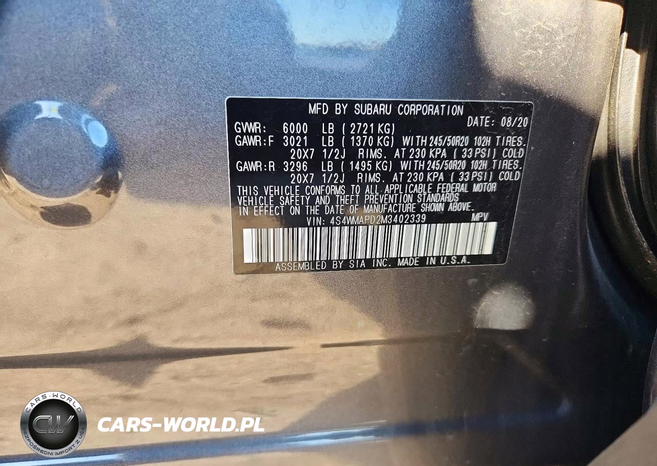 2021 Subaru Ascent Limited VIN:4S4WMAPD2M3402339 - 13