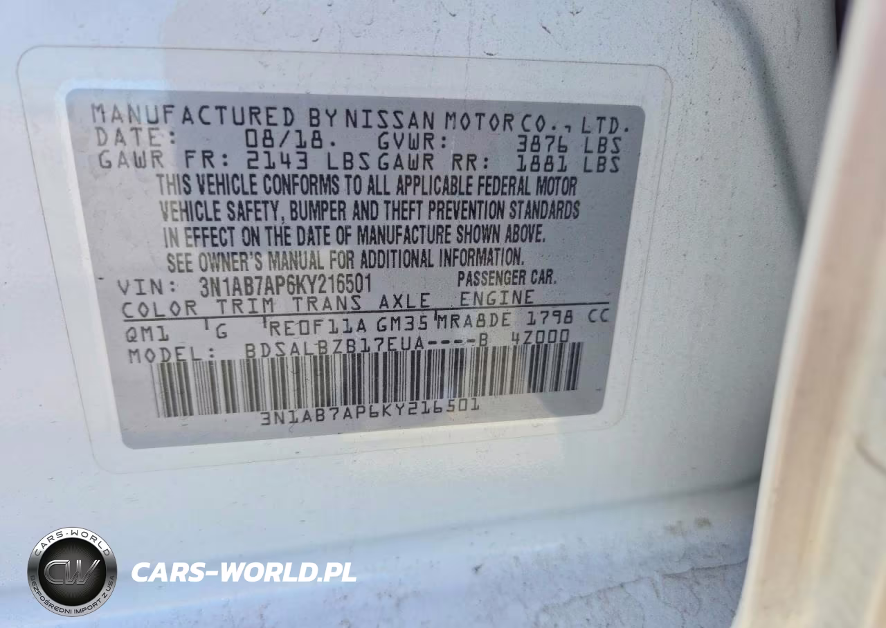 2019 Nissan Sentra S VIN:3N1AB7AP6KY216501 - 12