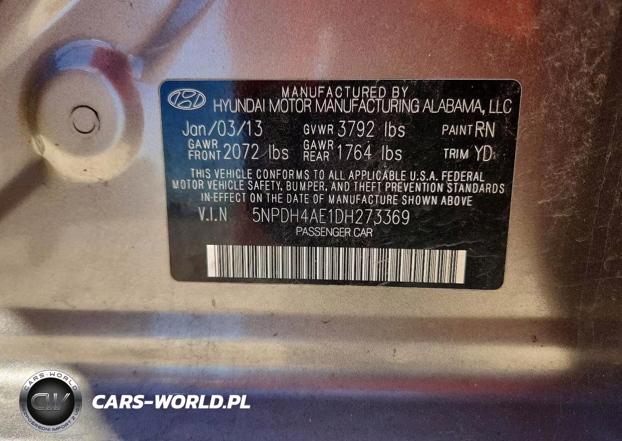 2013 Hyundai Elantra VIN:5NPDH4AE1DH273369 - 12