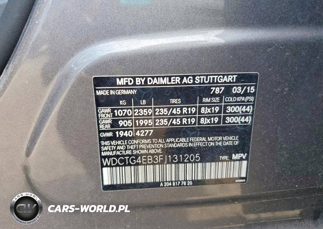 2015 Mercedes-Benz Gla 250 VIN:WDCTG4EB3FJ131205 - 13