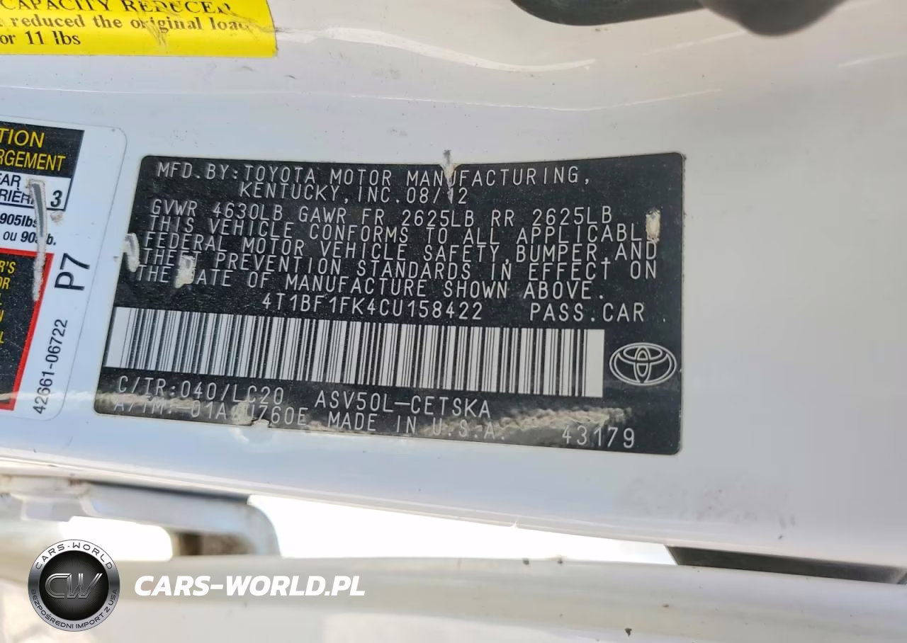 2012 Toyota Camry Se VIN:4T1BF1FK4CU158422 - 13