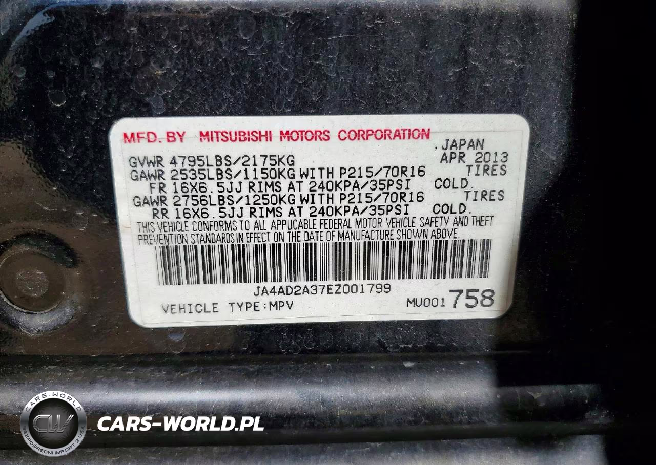 2014 Mitsubishi Outlander Es VIN:JA4AD2A37EZ001799 - 12