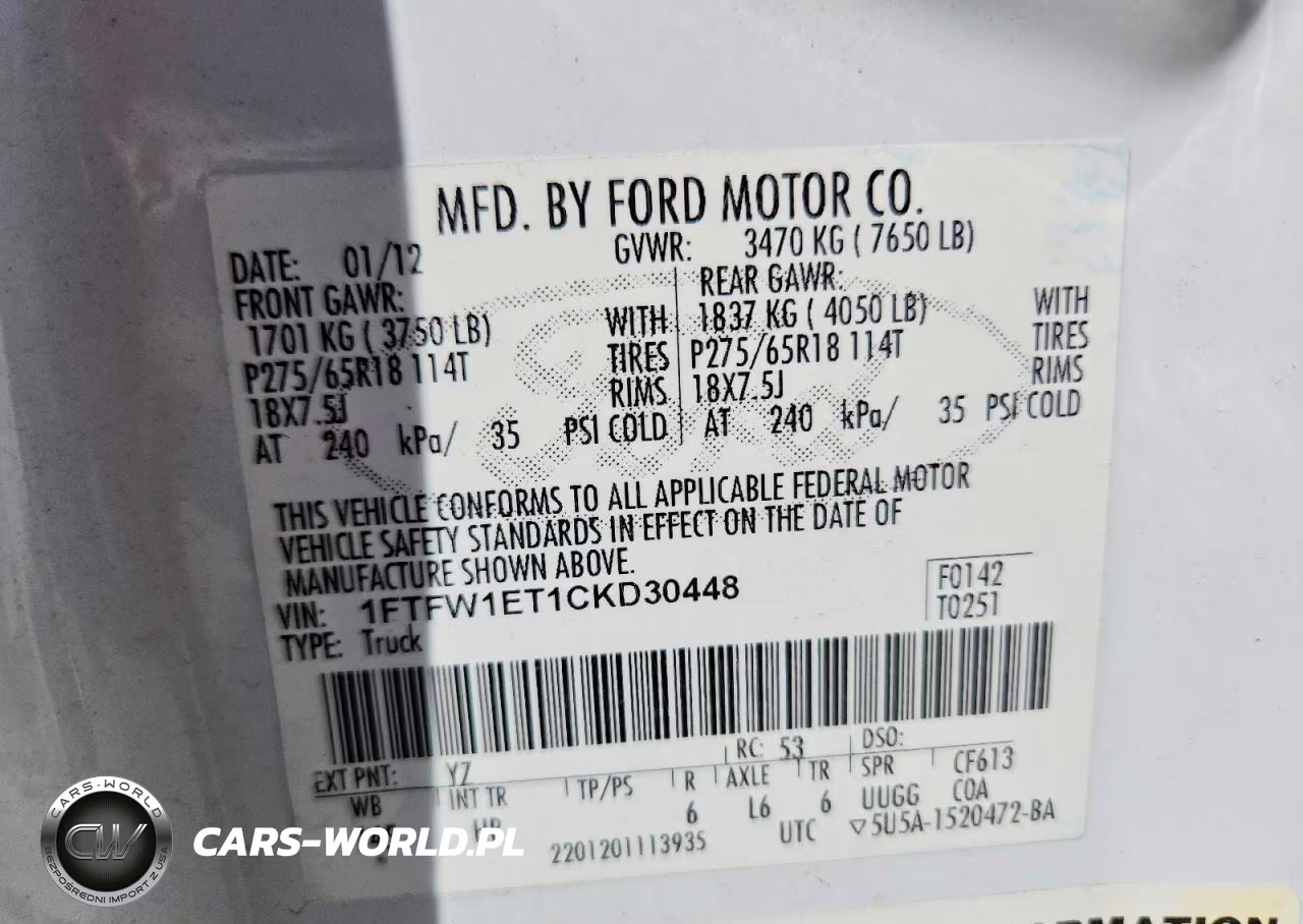 2012 Ford F150 Supercrew VIN:1FTFW1ET1CKD30448 - 13