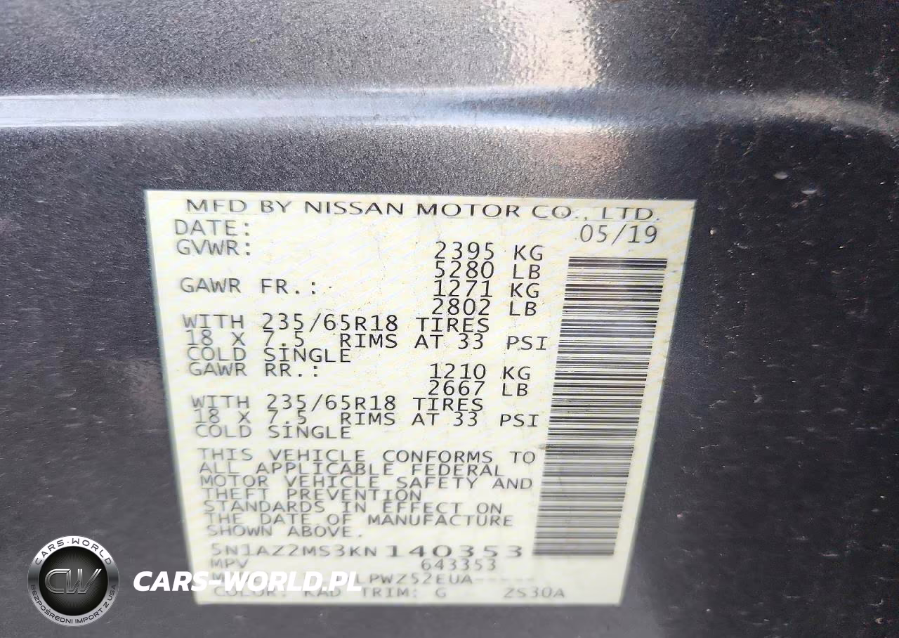 2019 Nissan Murano S VIN:5N1AZ2MS3KN140353 - 13