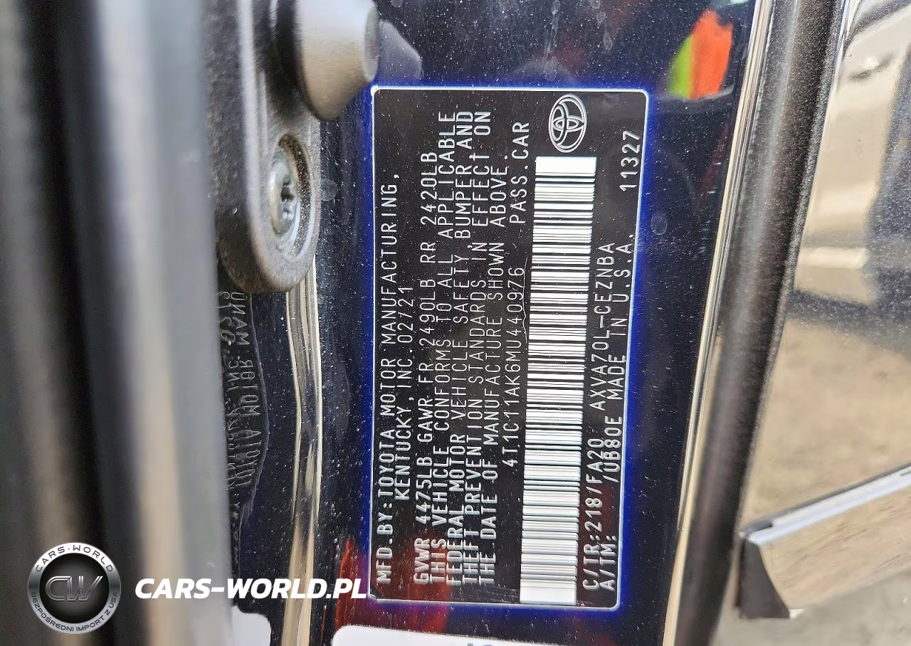 2021 Toyota Camry Le VIN:4T1C11AK6MU440976 - 12