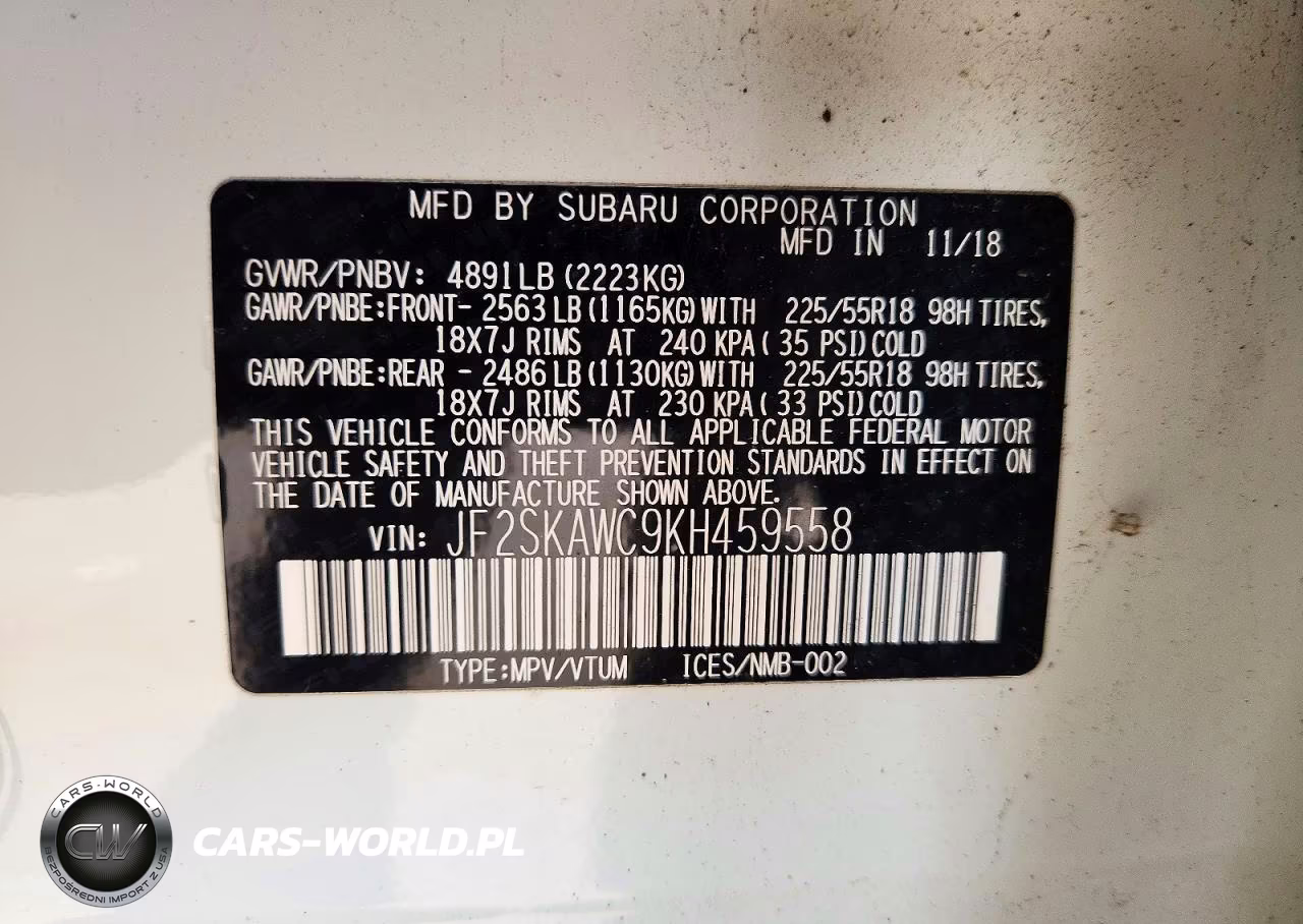 2019 Subaru Forester Touring VIN:JF2SKAWC9KH459558 - 13