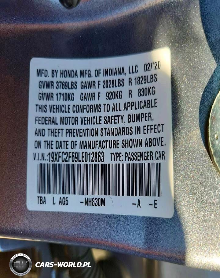 2020 Honda Civic Lx VIN:19XFC2F69LE012863 - 12