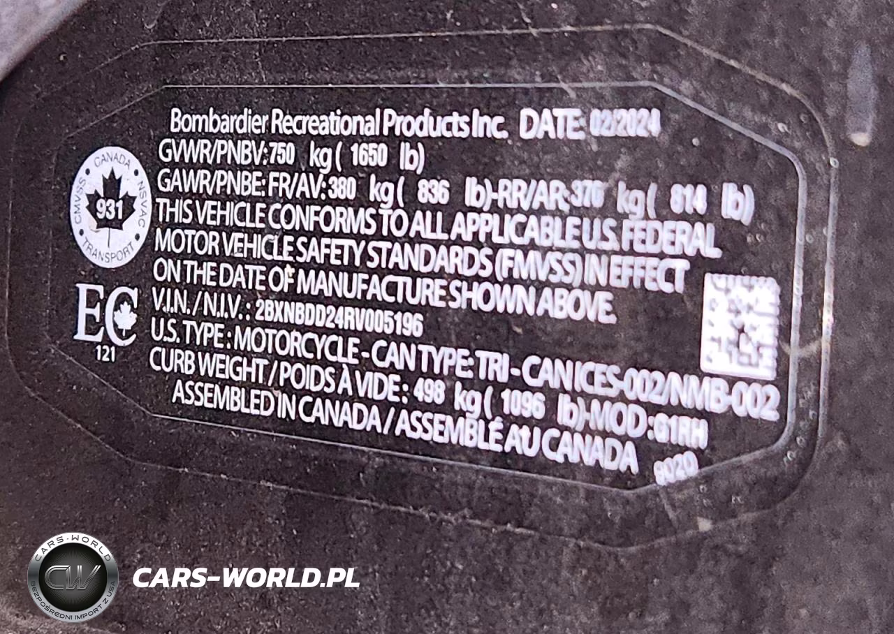 2024 Can-Am Spyder Roadster Rt VIN:2BXNBDD24RV005196 - 9